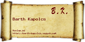 Barth Kapolcs névjegykártya